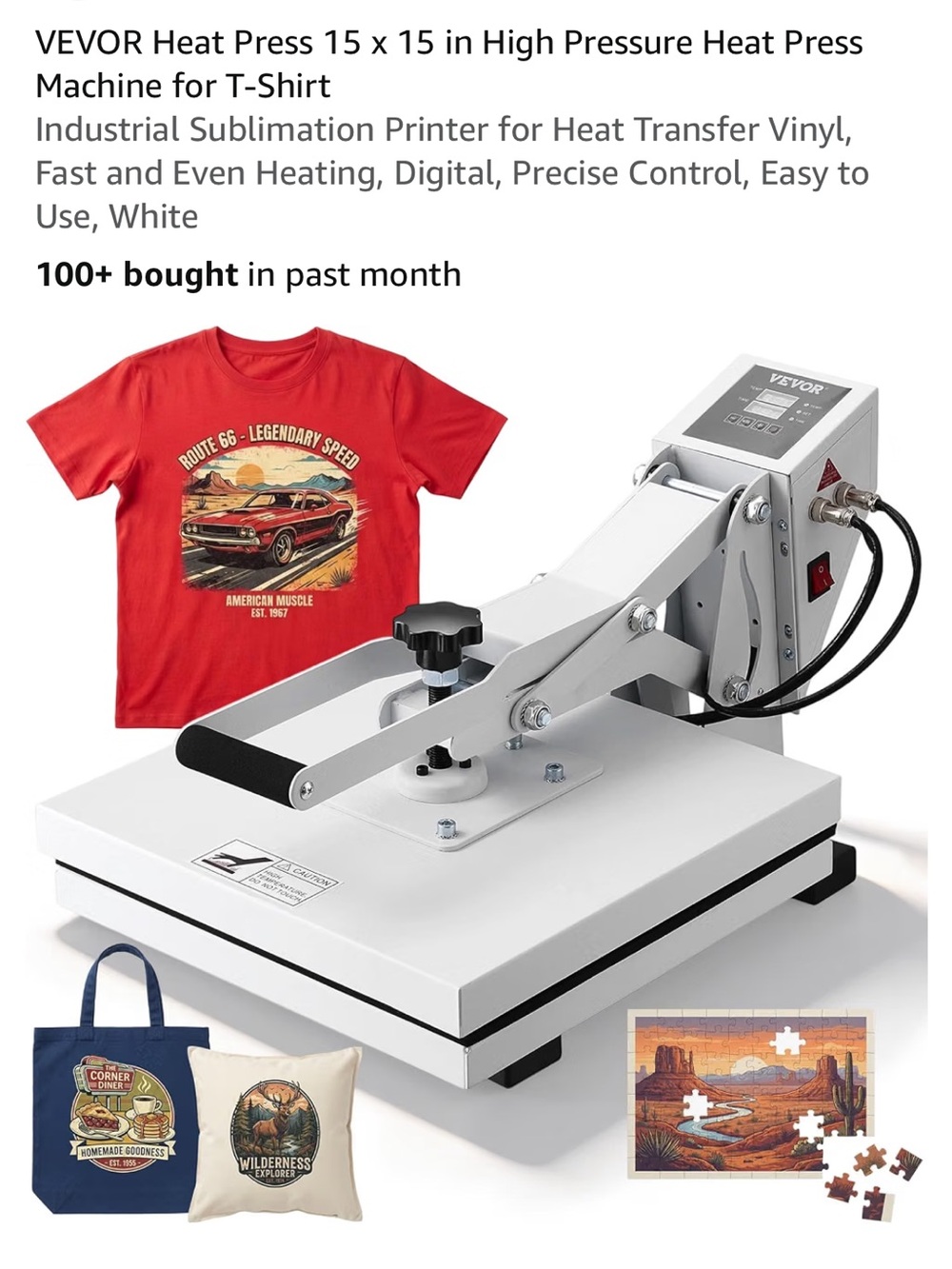 White 15x15 Heat Press Machine for T-Shirts